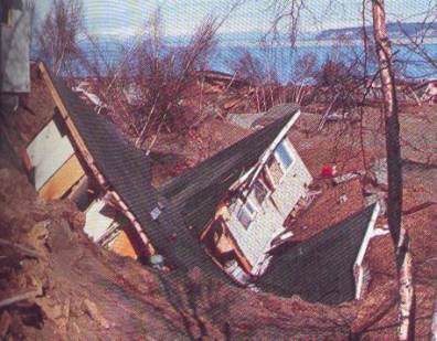 Liquefao do solo causada por terremoto, Alasca, 1964